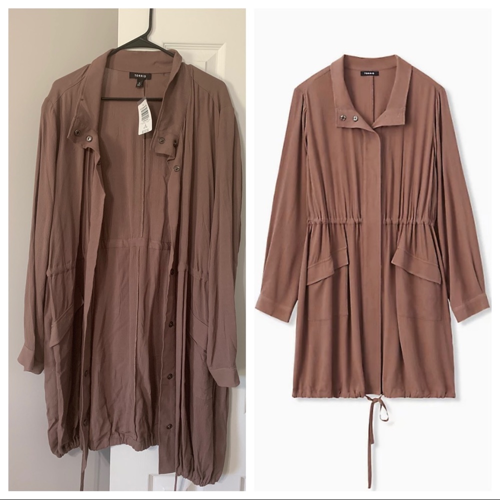 Torrid Taupe Crinkle Gauze Anorak NWT